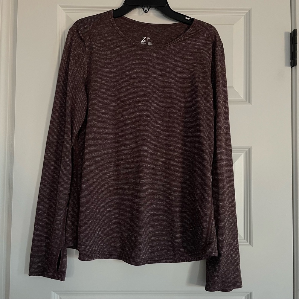 Zella Athletic Burgundy Heathered Long Sleeve Top